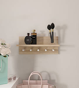 Настінна полиця, полиця з нагелями, полиця для дрібних речей та ключів W-3