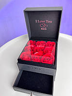 Подарочный набор Роз из мыла органайзер шкатулка под украшения I Love You Soap Flowers 9 шт