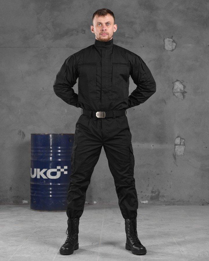 Тактичний весняний костюм рип-стоп чорний,тактичний весняний костюм поліція,форма військова чорна