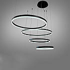 Світлодіодна підвісна Led люстра 175 Вт з пультом д/к колір каркасу чорний D-2130-800+600+500+300BK, фото 2