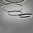 Світлодіодна підвісна Led люстра 175 Вт з пультом д/к колір каркасу чорний D-2130-800+600+500+300BK, фото 3