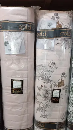 Світлі тканини компаньйони 220см для постільної білизни Бязь Gold Lux квітковий принт на кремовому (A+B) рулони (50м+50м) Пакистан, фото 3