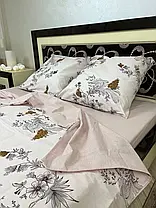 Світлі тканини компаньйони 220см для постільної білизни Бязь Gold Lux квітковий принт на кремовому (A+B) рулони (50м+50м) Пакистан, фото 4