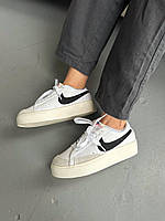 Белые кожаные женские кроссовки Nike Blazer Low Platform White
