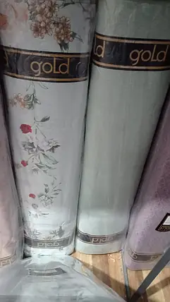 Тканини компаньйони 220см світла сіра Бязь Gold Lux з малюнком білі квіти для постільної білизни (A+B) рулони (50м+50м) Пакистан, фото 3
