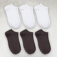 Набор носков женских коротких "Белый и Коричневый" с удобной резинкой хлопок премиум сегмент размер 35-38 6 па