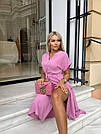 Сукня літня ЖАТКА на гудзика і з пояском ЛАВАНДА/РОЖЕВИЙ, фото 5