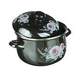 Каструля із сталі з потрійним шаром емалі 6,5 л 24 см Helios із квітковою композицією 1348-A, фото 2
