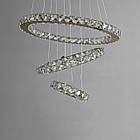 Кришталева підвісна світлодіодна LED люстра 60 Вт з пультом управління колір каркасу золотий D-8312-6W/480+340+190G, фото 4