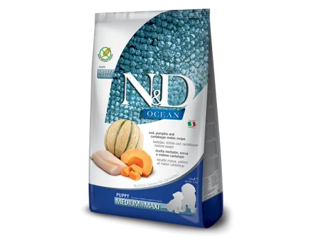 Сухий корм Farmina (Фарміна) N&D Grain Free OCEAN COD, PUMPKIN & CANTALOUPE MELON PUPPY MEDIUM & MAXI - 12 кг