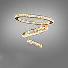 Кришталева підвісна світлодіодна LED люстра 60 Вт з пультом управління колір каркасу золотий D-8312-6W/480+340+190G, фото 7