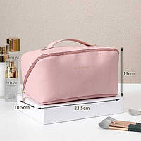 Косметичка розового цвета, большая емкость для хранения косметики, удобная и очень качественная дорожная сумка