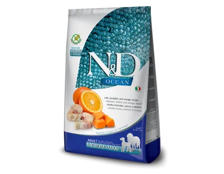 Сухий корм Farmina (Фарміна) N&D Grain Free OCEAN COD, PUMPKIN & ORANGE ADULT MEDIUM & MAXI - 2.5 кг
