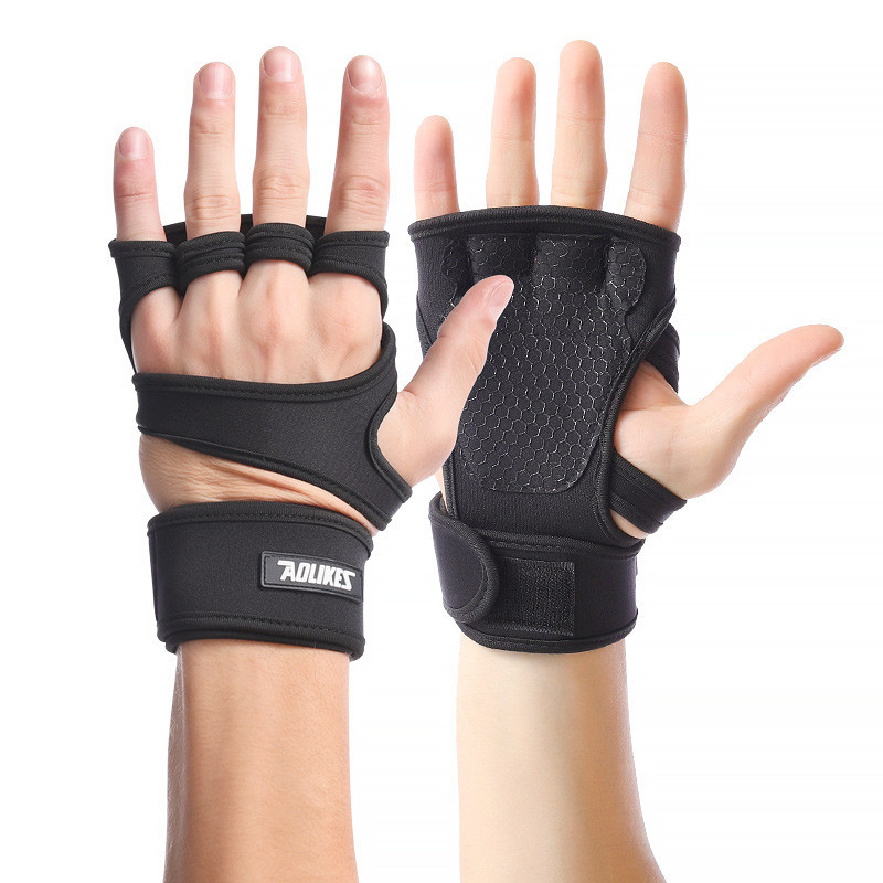 Перчатки для спорта AOLIKES A-118 с поддержкой запястья Black L ZXC - фото 2 - id-p2198605827