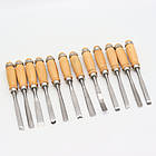 Набір різців по дереву 12 шт в чохлі / Інструменти для різьби по дереву / Стамески / Різці по дереву, фото 4