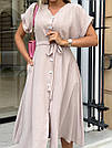 Сукня літня ЖАТКА на гудзика і з пояском БІЛИЙ/БЕЖЕВИЙ, фото 5