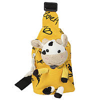 Дитяча нагрудна сумка рюкзак A-407 Cow на одне відділення з ремінцем Yellow ZXC