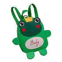 Детский рюкзак A-6864 Frog с ремешком анти-потеряшка Green ZXC