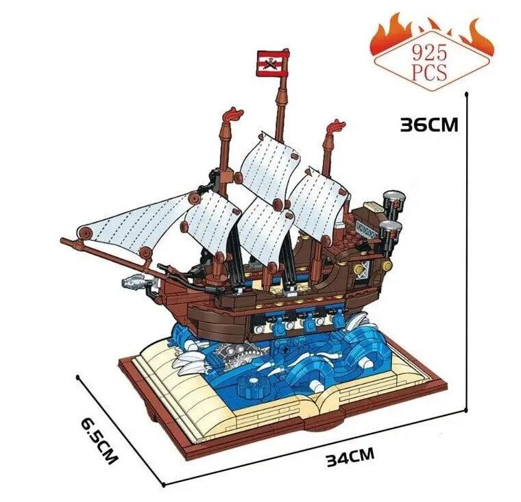 Набор конструктора пластикового для детей Пиратский Летающий Голландец корабль на 925 деталей с подставкой JYF - фото 3 - id-p2198624653