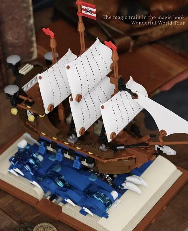 Набор конструктора пластикового для детей Пиратский Летающий Голландец корабль на 925 деталей с подставкой JYF - фото 5 - id-p2198624653