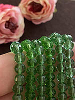 Бусины хрустальные (Рондель) 10 х 8 мм, приблизительно 68 бусин, цвет темно зеленый