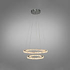 Кришталева підвісна світлодіодна LED люстра 55 Вт з пультом управління колір каркасу хром D-8317-6W/480+340HR, фото 2