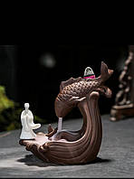 Подставка "Живой дым" из керамики "Зеркальный карп с монахом"+20 конусов