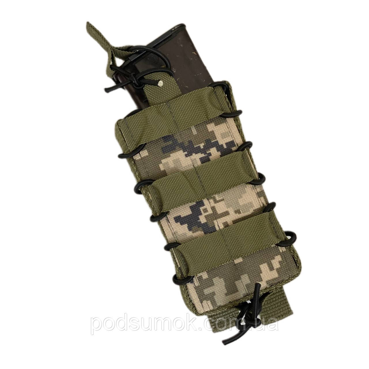 Підсумок для магазину АК відкритий одинарний з пластиковою вставкою колір Піксель, фото 1