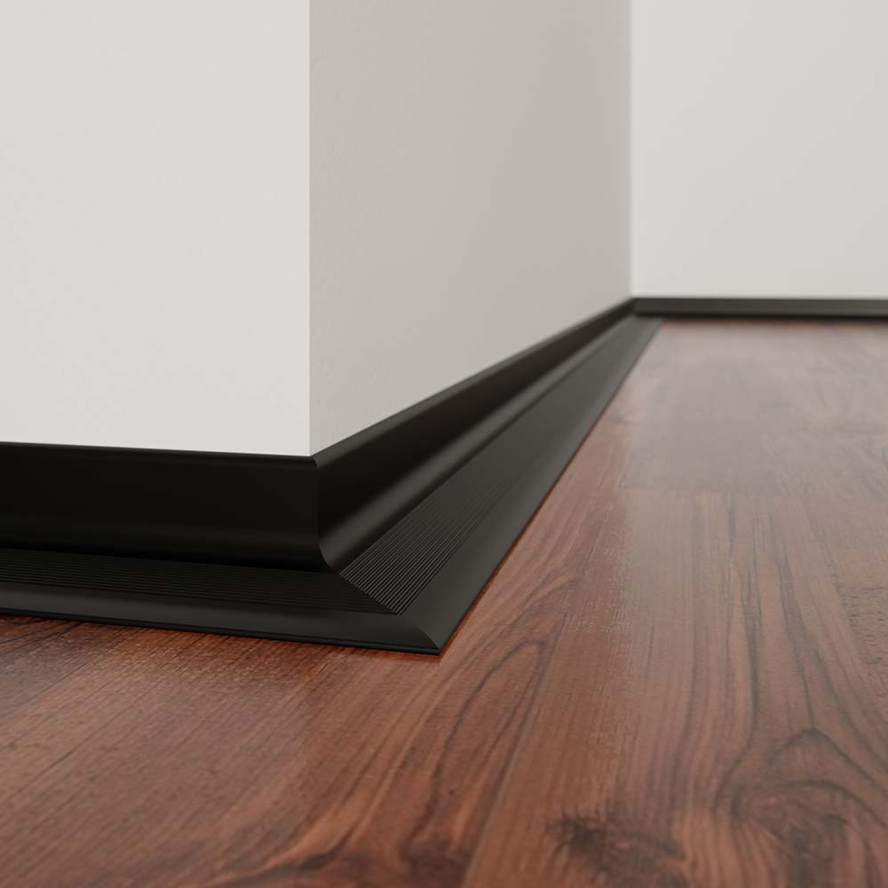 Антиплінтус алюмінієвий профіль ALU-N1520 чорний RAL9005, фото 1