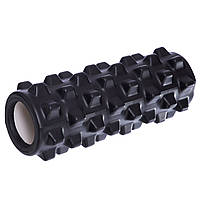 Роллер массажный цилиндр (ролик мфр) 33см Grid Rumble Roller Zelart FI-5394 цвет черный un
