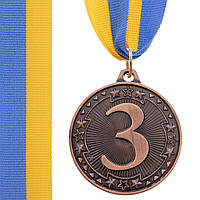 Медаль спортивная с лентой Zelart WOULD C-6403 цвет бронзовый un