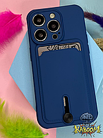 Чехол с кармашком под карту на Айфон 13 Про Макс Темно - Синий , TPU CardHolder Iphone 13 Pro Max Dark Blue
