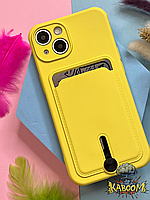 Чехол с кармашком под карту на Айфон 13 Желтый , TPU CardHolder Iphone 13 Yellow kaboom