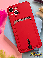 Чехол с кармашком под карту на Айфон 14 Красный , TPU CardHolder Iphone 14 Red kaboom