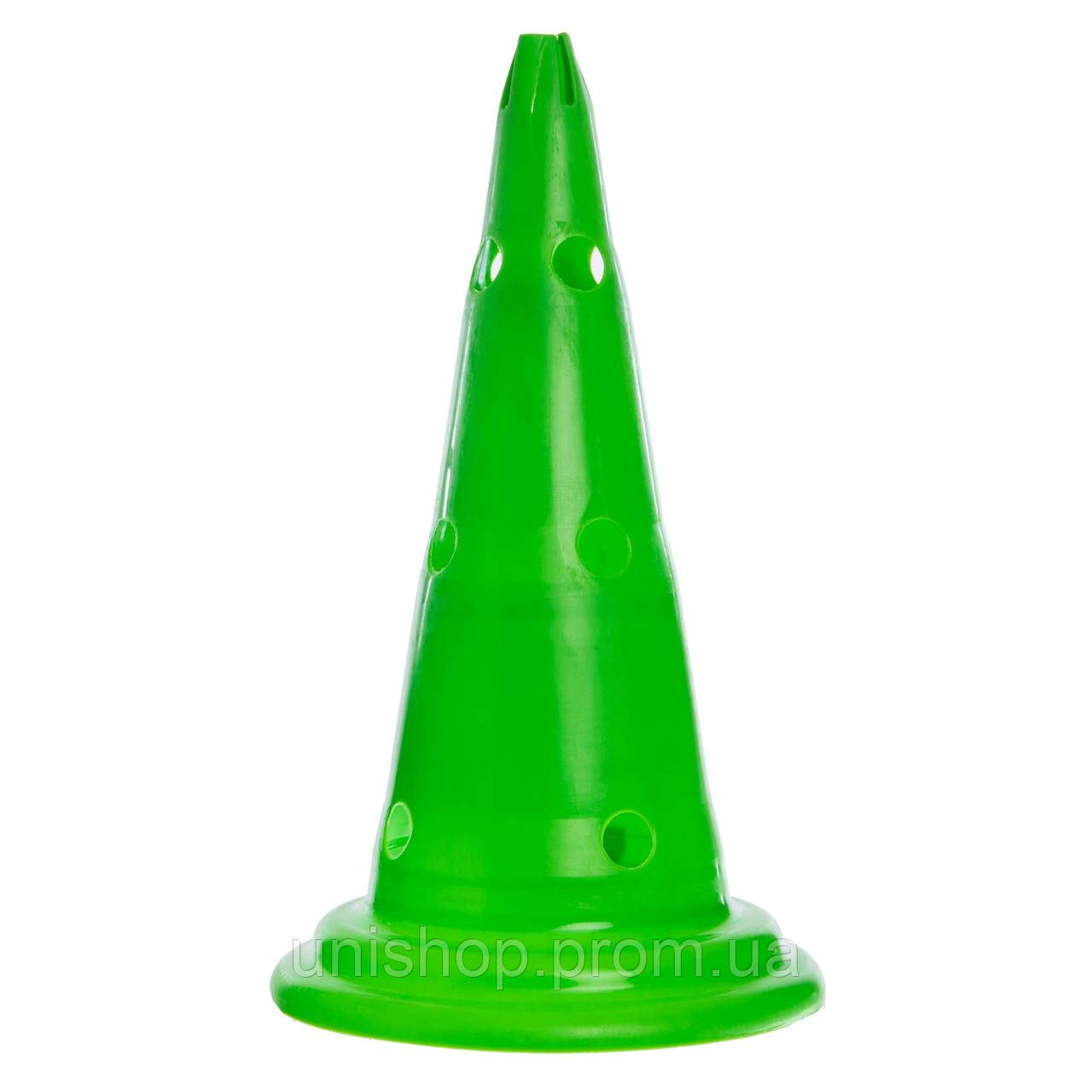 Конус-фишка для тренировок с отверстиями для штанги и держателем сверху Zelart C-5768 цвет зеленый un - фото 1 - id-p2198661290