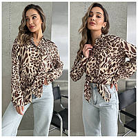 Молодежная женская рубашка с леопардовым принтом