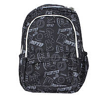 Рюкзак подростковый 601928 с надписями и рисунками 20L Black ZXC