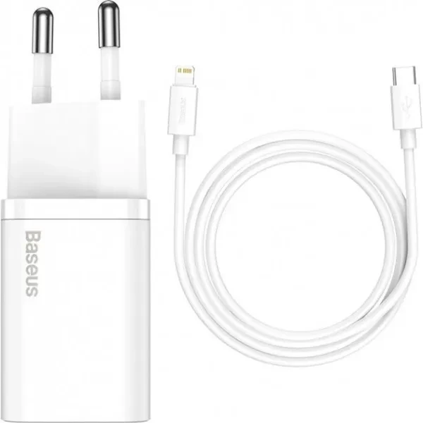 МЗП Baseus 20W Super Si Quick Charger PD+QC3.0 Type C to Lightning (TZCCSUP-B02) white, фото 1
