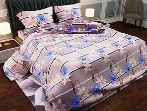 Бежева тканина з квітами для постільної білизни 220 см, бавовняна бязь Gold Lux набивна, рулон 50 м Пакистан, фото 1