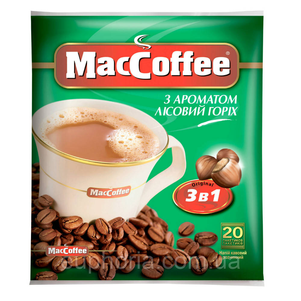 Кавовий напій MACCOFFEE 3в1 Лісовий Горіх 20 х 18 г