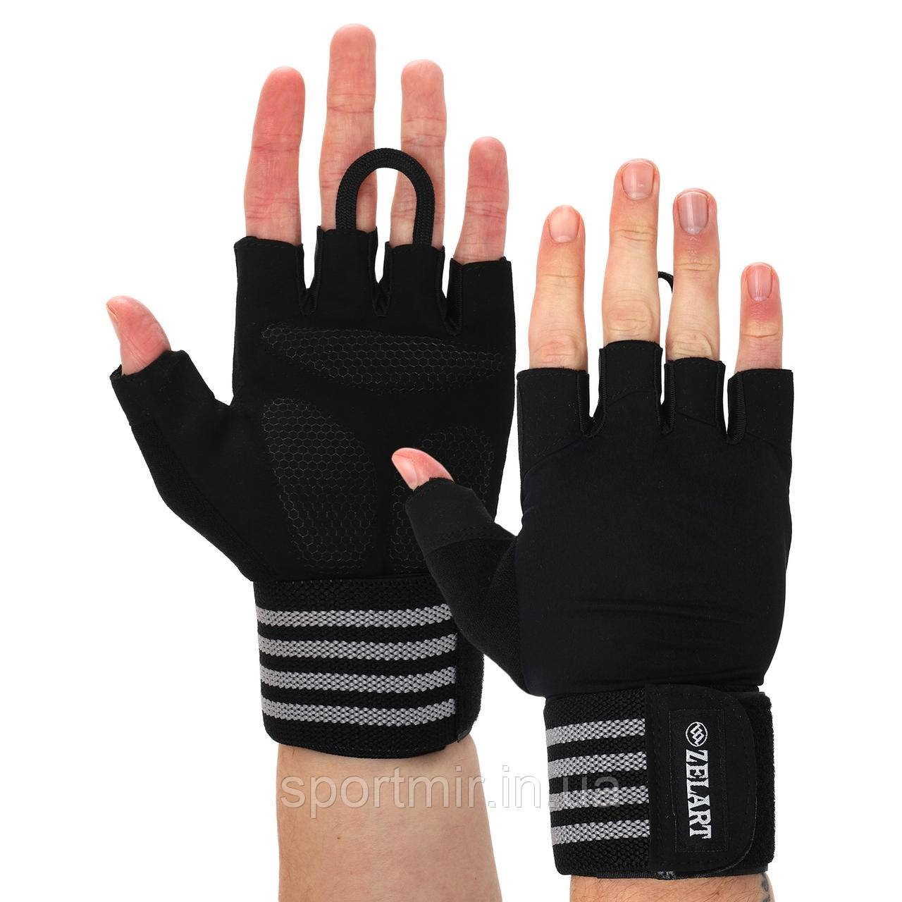 Рукавички для фітнесу та важкої атлетики Zelart TA-2241 L чорний, фото 1