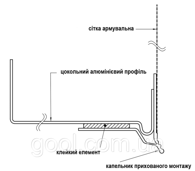 Bellaplast_BP14_капельник_для_цокольного_профиля_фасада_сеткой