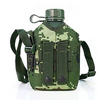 Тактическая фляга для воды 1L НАТО фляга военная с чехлом армейская фляга алюминиевая 1л фляга с сумкой