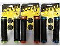 Грипсы (ручки руля) SPELLI SBG-6703-Lock, Черные с Синими локами,прямые, круглые, длина 132 мм FM