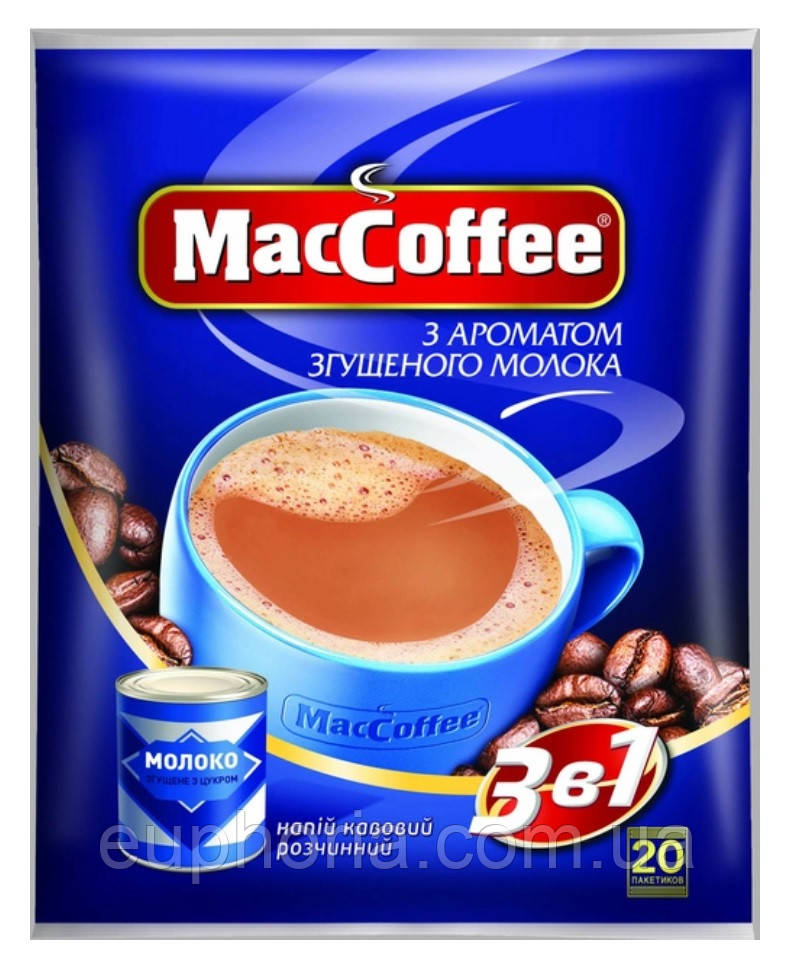 Кавовий напій MacCoffee 3в1 з ароматом згущеного молока 18 г х 20 шт