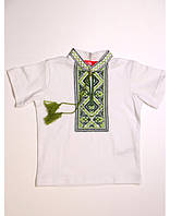 Вишиванка-футболка для хлопчика 122 Piccolo "ЗСУ" біла з зеленою вишивкою