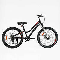 Велосипед Спортивний Corso «OPTIMA» 24" дюйми TM-24811 (1) рама алюмінієва 11'', обладнання Shimano RevoShift 7 швидкістей,