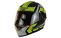 Шлем (интеграл) + очки ExDrive EX-09 черно-зеленый мат [S]