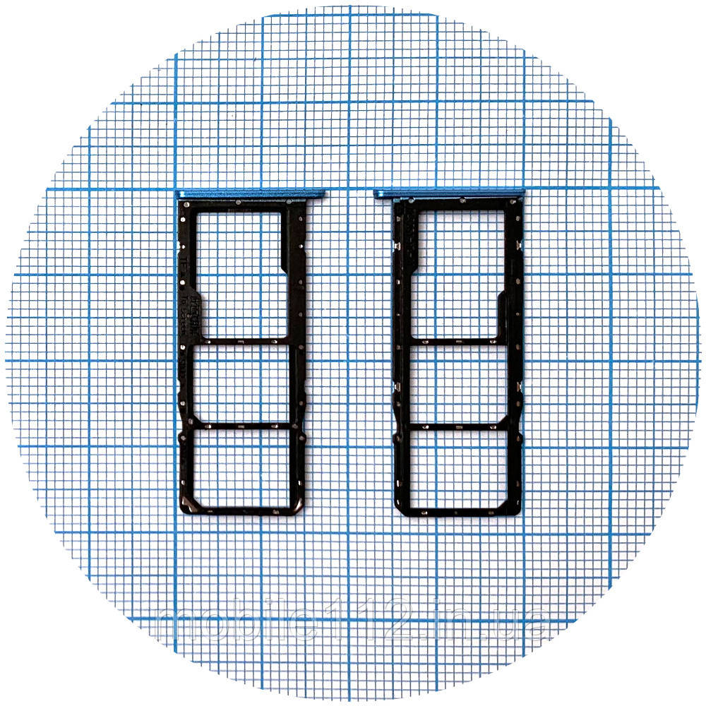 Тримач Sim картки Realme C20, C20A, C21 блакитний на 2 SIM + MicroSD, фото 1