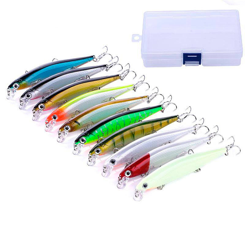 Набір воблерів 10в1 Arc Minnow 11см 13 г воблер мінноу + пластиковий контейнер, фото 1